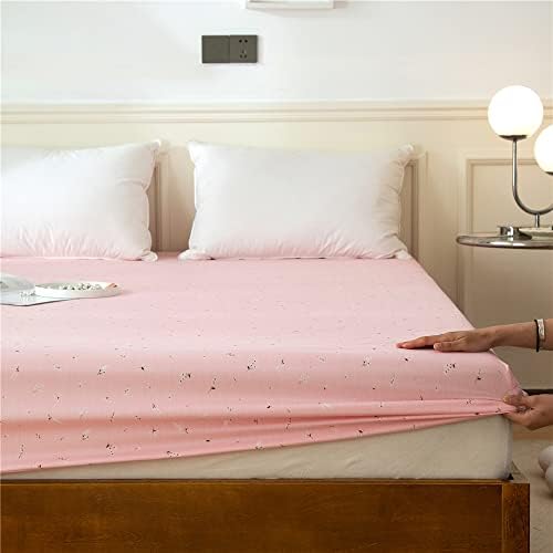 VM VOUGEMARKET Pink Flower Queen Fitted Sheet with Deep Pocket