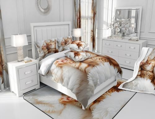 Feelyou 3D Cat Print Duvet Cover Set for Kids 1