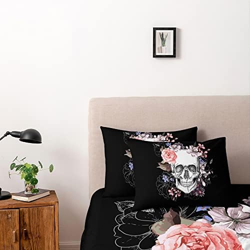 Classic Skull and Roses Duvet Cover Set King Size 1