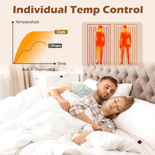 Costway Heated Mattress Pad King Size with Dual Controllers
