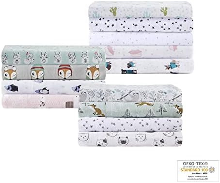Intelligent Design Flannel Sheet Set with Cute Animal Stars Pattern