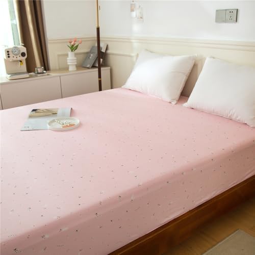 VM VOUGEMARKET Pink Flower Queen Fitted Sheet with Deep Pocket