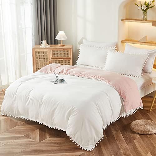Bedbay Boho Queen Duvet Cover Set with Pom Pom Fringe 1