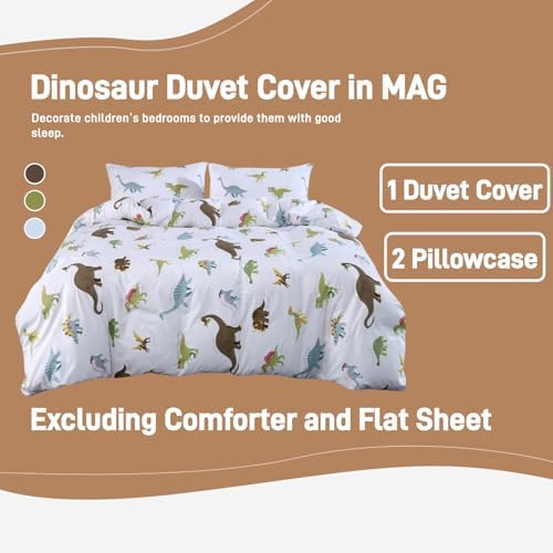 MAG 3Pcs Dinosaur Duvet Cover Set for Kids and Teens
