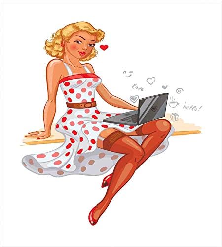 Ambesonne Pin Up Girl Duvet Cover Set Multicolor