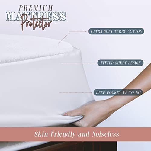 Elegant Comfort Premium Terry-Cotton Mattress Protector Twin White 39x80