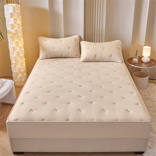 BYHIP Waterproof Mattress Protector with 11 Deep Pocket and Twin Fitted Sheet
