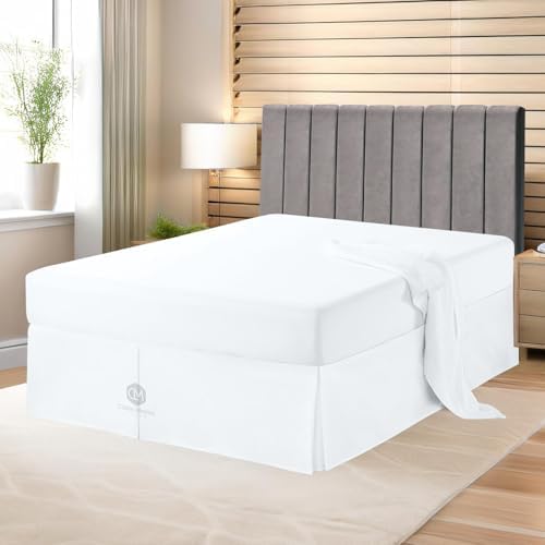 Premium King Size Bed Skirt 800TC Egyptian Cotton White