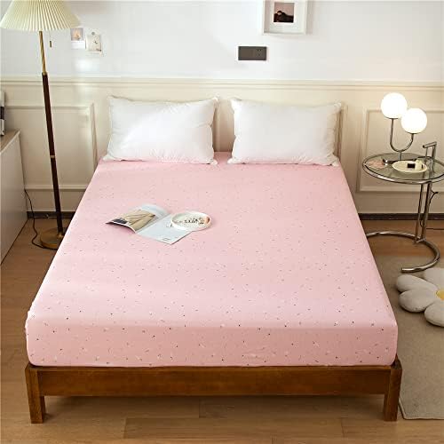 VM VOUGEMARKET Pink Flower Queen Fitted Sheet with Deep Pocket