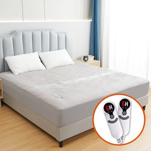 Electric Mattress Pad Queen Size 60x80 Gray with 6 Heat Levels