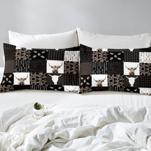 Feelyou Brown Cow Print Duvet Cover Set King Size