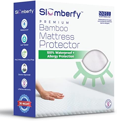 Slumberfy Waterproof Mattress Protector Bamboo Hypoallergenic Cover King Size 76x80