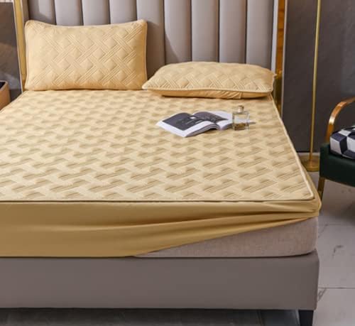 FCLDESHOP Cotton Mattress Pad Khaki 90x200cm30cm