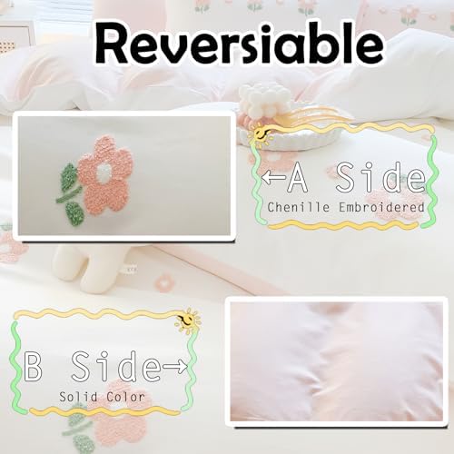 MorroMorn Fluffy Chenille Embroidered Duvet Cover Set
