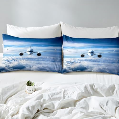 Erosebridal Aircraft Comforter Cover Set for Kids and Teens