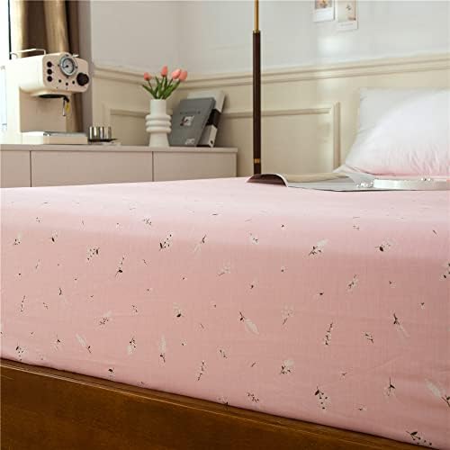 VM VOUGEMARKET Pink Flower Queen Fitted Sheet with Deep Pocket