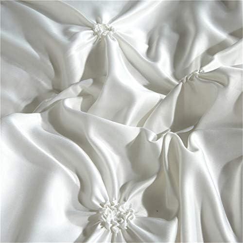 Erosebridal White Pinch Pleated Duvet Cover Set Twin Size 1