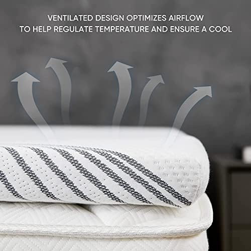 FLEXPEDIC 3 Inch Mattress Topper with Coconut Shell Carbon and 3D Breathable Mesh