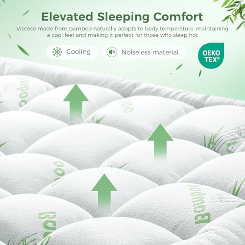 HYLEORY Mattress Topper Full XL Cooling Bamboo-Viscose Pad