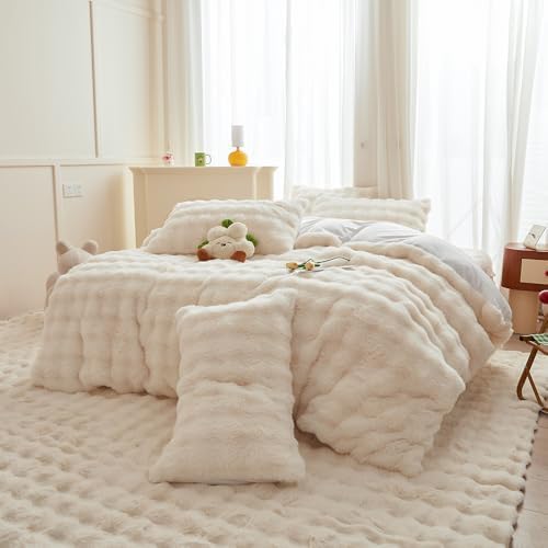 Roscloud Rabbit Plush Duvet Cover Set 3PC 1