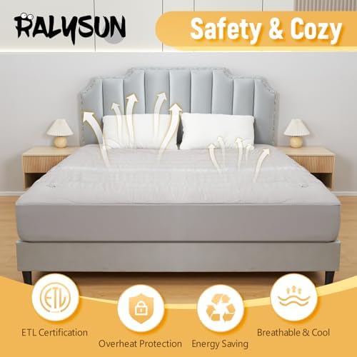Electric Mattress Pad Queen Size 60x80 Gray with 6 Heat Levels