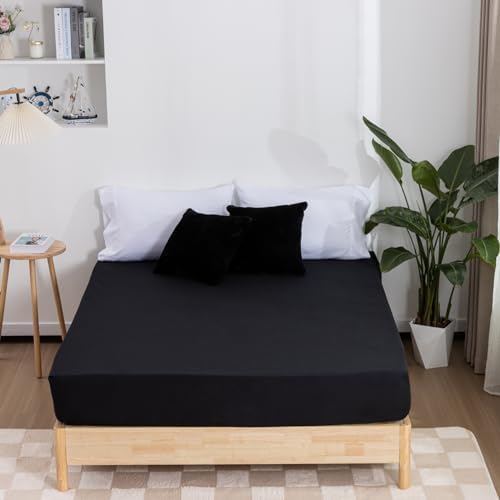 Holawakaka Queen Waterproof Mattress Protector Breathable Fitted Sheet Cover Black