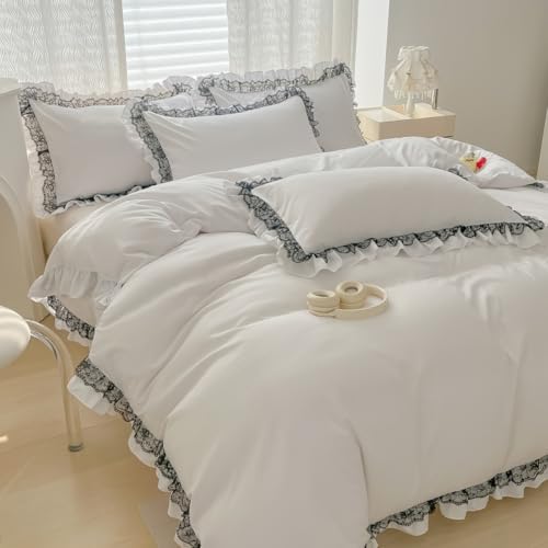 IHOUSTRIY Black Lace Ruffle Duvet Cover Set 1