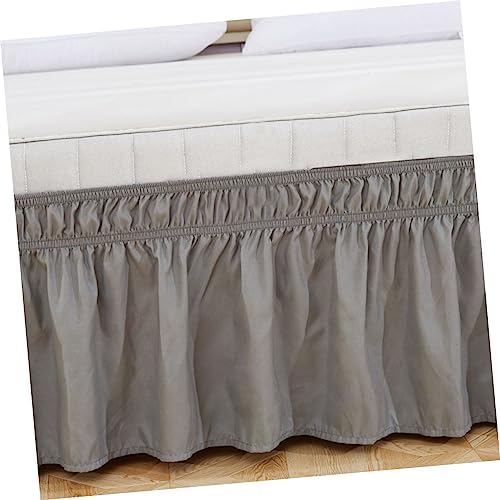 HONMEET Ruffled Bed Skirt Grey Solid Sheet Bedding with Elastic Band