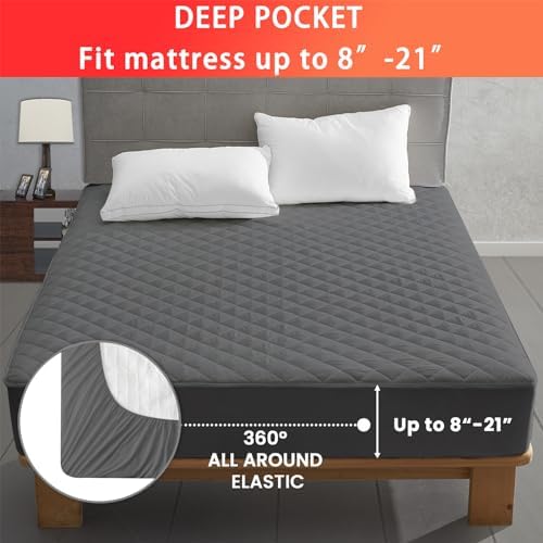 MATBEBY Heated Mattress Pad Full Size Dark Grey