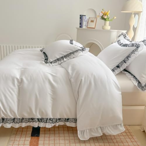 IHOUSTRIY Black Lace Ruffle Duvet Cover Set 1