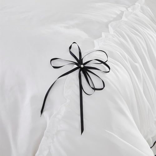 Lemfux Ruffled White Duvet Cover Set 3 Pieces