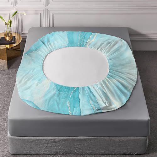 EDGZKO Blue Marble Queen Sheet Set 4PC