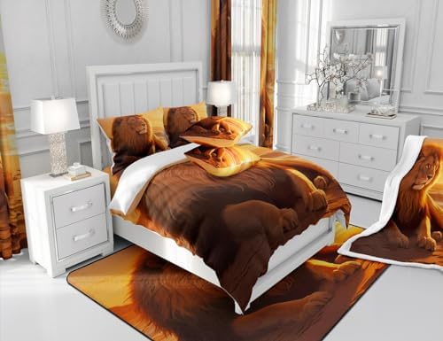 Feelyou 3D Lion Duvet Cover Set for Kids and Adults
