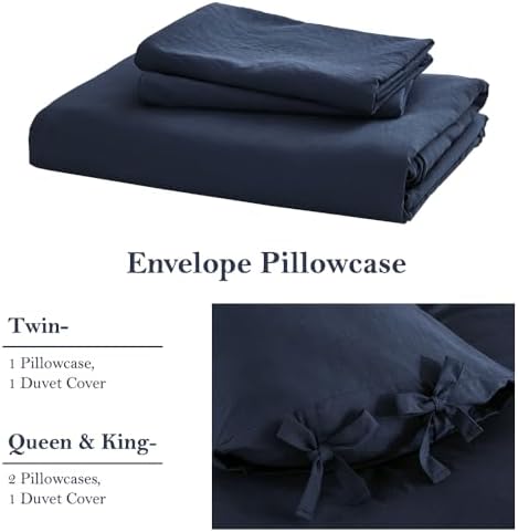 Grayish Navy Duvet Cover Set King Size 3 Pieces