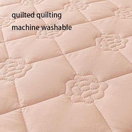 FCLDESHOP Dark Pink Mattress Pad Cover 150x200cm 3pcs