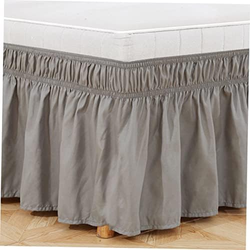 HONMEET Ruffled Bed Skirt Grey Solid Sheet Bedding with Elastic Band