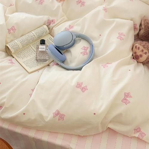 Bildenly King Size Pink Bow Duvet Cover Set