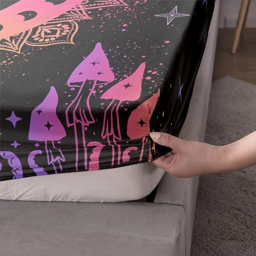 QOOMO Neon Mushroom Kids Bedding Set Queen Size 1