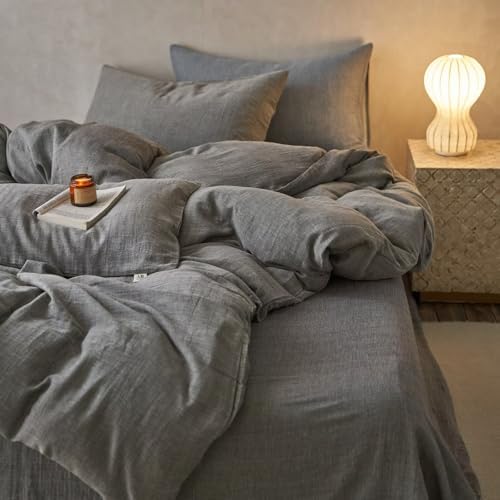 BuLuTu 100 Cotton Muslin Duvet Cover Set Twin Size