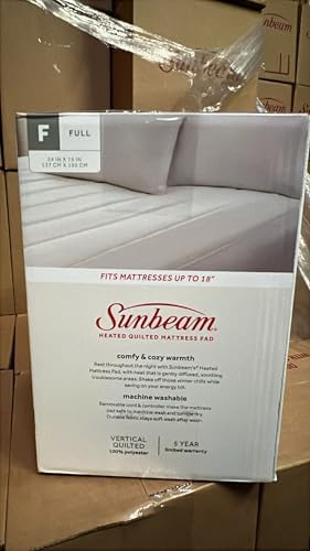Sunbeam Heated Mattress Pad Full 10 Heat Settings Auto Shut Off Washable