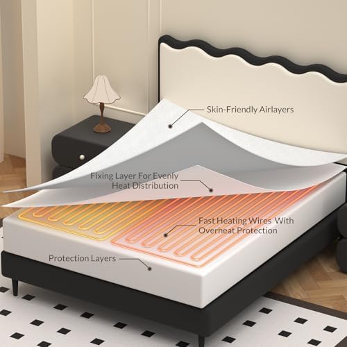 HOMLYNS LuxeHeat Queen Heated Mattress Pad with Dual Control and 10 Heat Levels