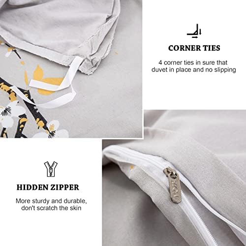 WONGS BEDDING Grey Floral Duvet Cover Set King