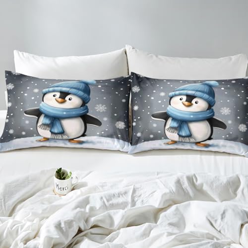 Manfei Cartoon Penguin Duvet Cover Set Twin