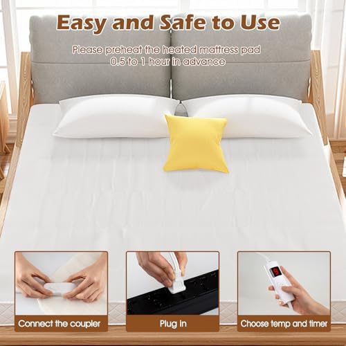 Costway Heated Mattress Pad King Size with Dual Controllers