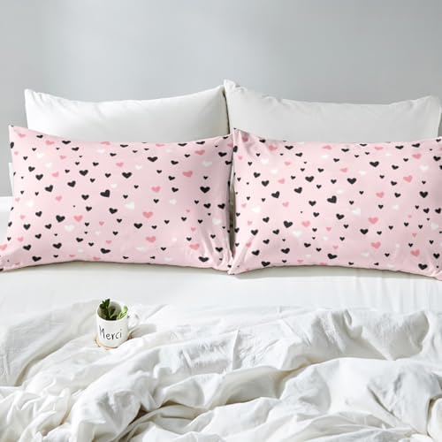 Feelyou Heart Bed Sheet Set Twin Size Kawaii Pink
