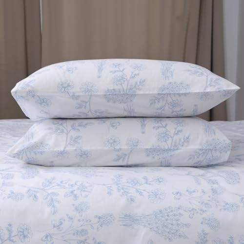 YINFUNG Blue Floral Duvet Cover Set King