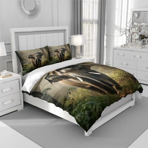 Elephant Duvet Cover Set King Size with 2 Pillowcases