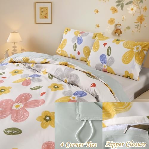 MAG 3PCS Floral Duvet Cover Set for Kids
