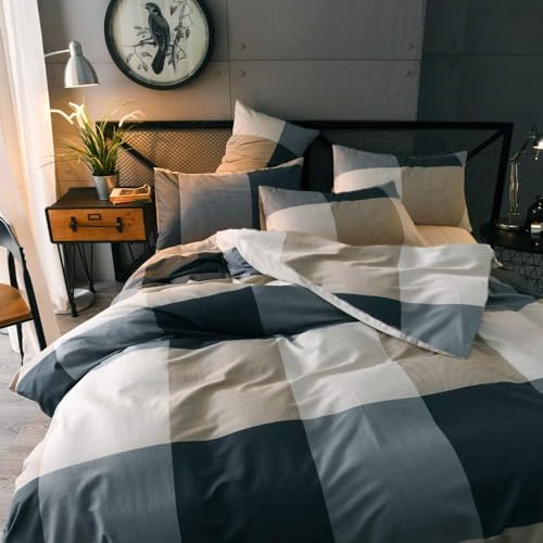 HighBuy Plaid Duvet Cover Twin XL Set with Pillowcases