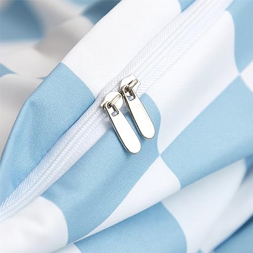 Houseri Light Blue Plaid Duvet Cover Twin